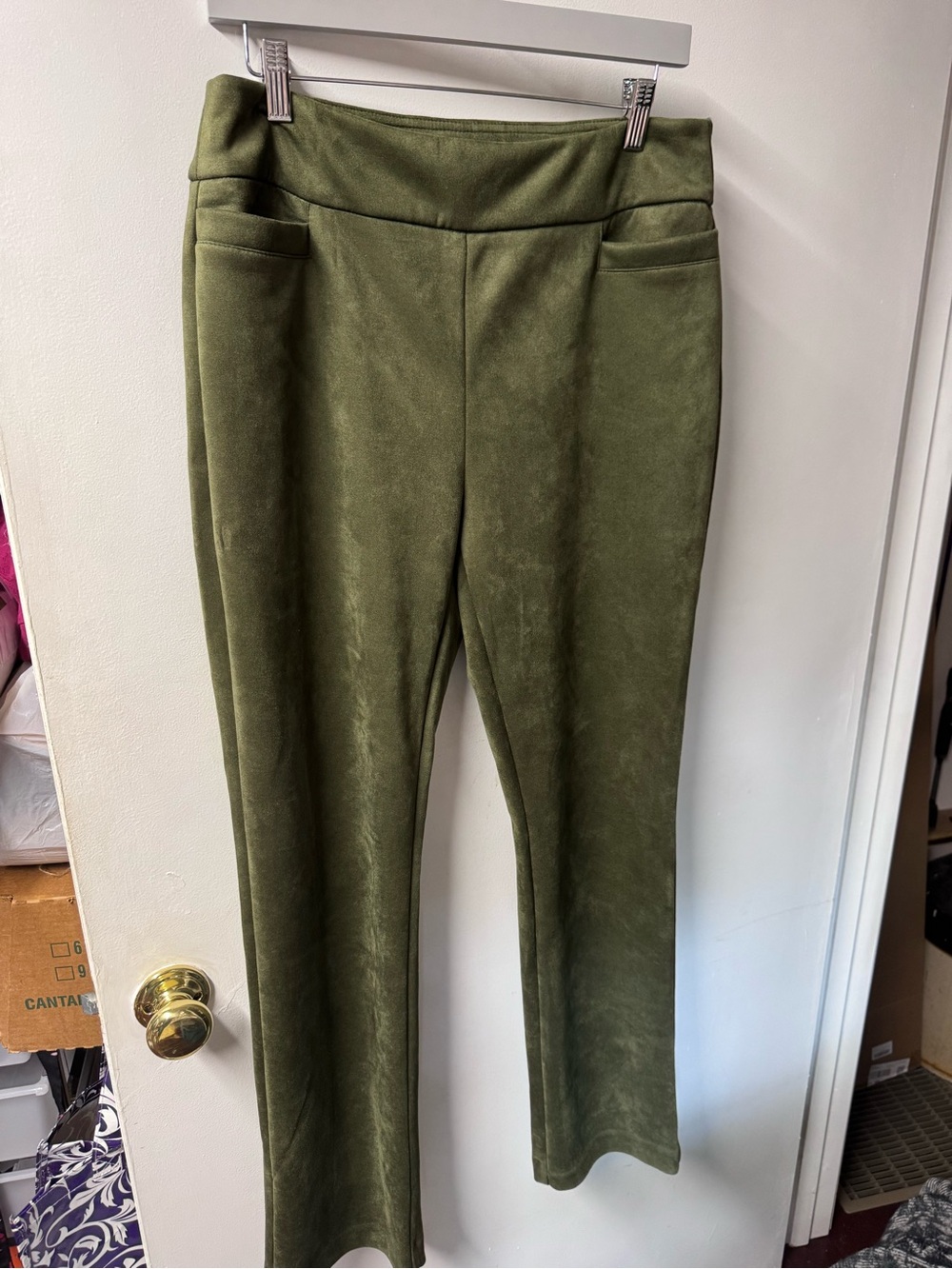 Olive Green Women's Ponte Knit Pull-On Pants